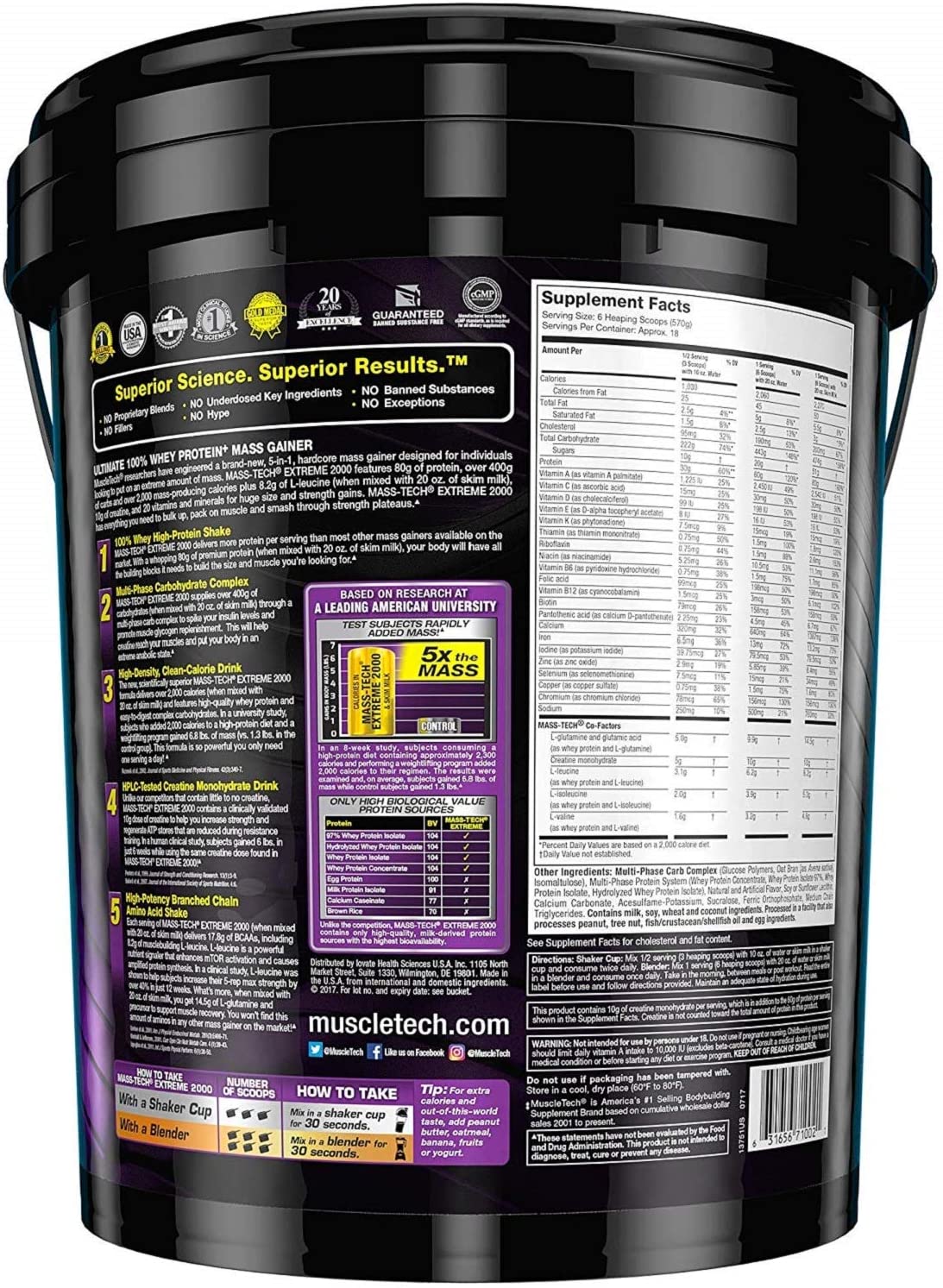 Muscletech Mass Tech Extreme 2000-18Serv.-10KG-Vanilla Milkshake |  Maxmuscle Elite